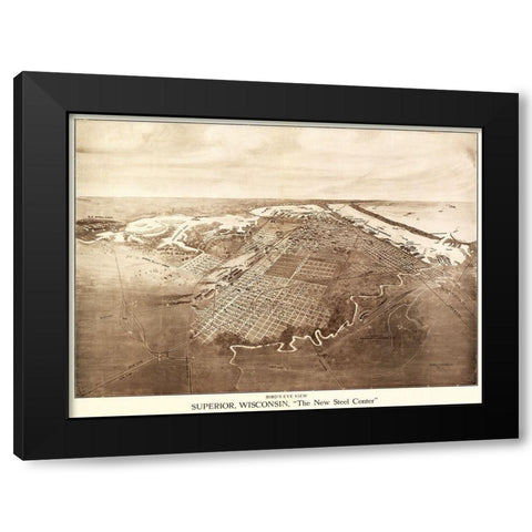 Superior Wisconsin - Bradley 1913  Black Modern Wood Framed Art Print by Bradley