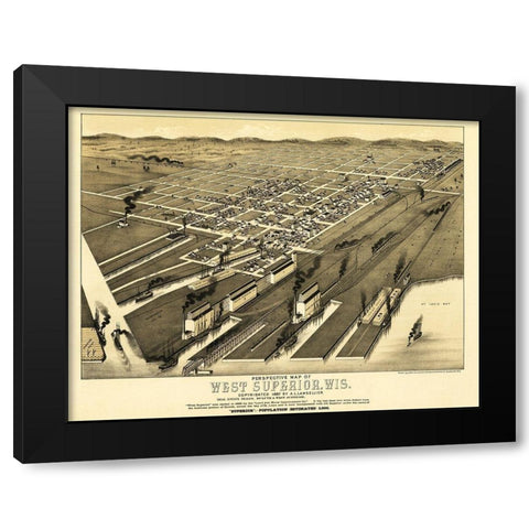 Superior Wisconsin - Wellge 1887  Black Modern Wood Framed Art Print with Double Matting by Wellge