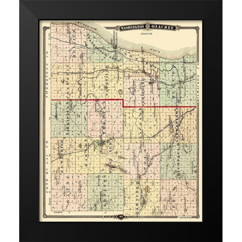 Washington  Ozaukee Wisconsin Landowner Black Modern Wood Framed Art Print by Snyder