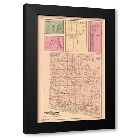 Waterloo  Wisconsin - Foote 1877 Black Modern Wood Framed Art Print by Foote