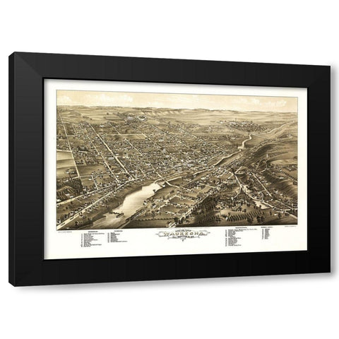 Waukesha Wisconsin - Stoner 1880  Black Modern Wood Framed Art Print with Double Matting by Stoner