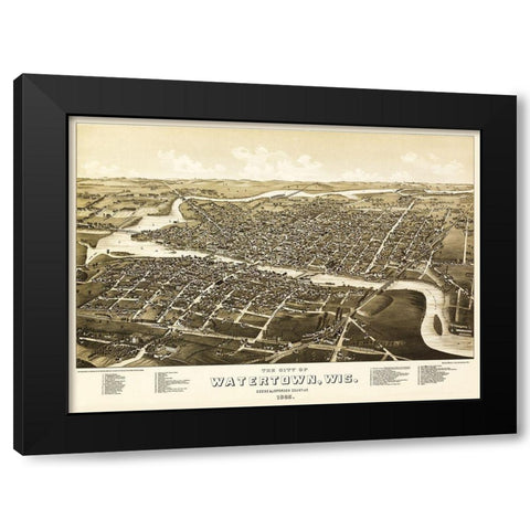 Watertown Wisconsin - Norris 1885  Black Modern Wood Framed Art Print by Norris