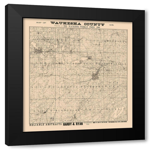 Waukesha County Wisconsin - Hardy 1900  Black Modern Wood Framed Art Print by Hardy