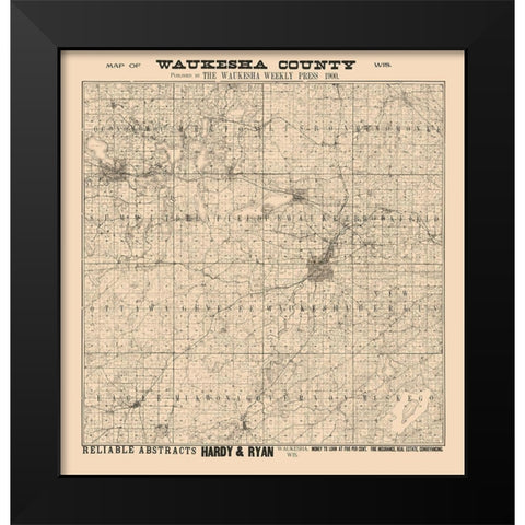 Waukesha County Wisconsin - Hardy 1900  Black Modern Wood Framed Art Print by Hardy