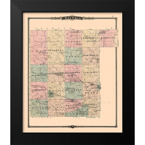 Waupaca County  Wisconsin - Snyder  1877 Black Modern Wood Framed Art Print by Snyder
