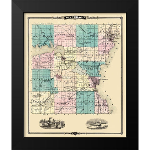 Winnebago Wisconsin Landowner - Snyder 1878 Black Modern Wood Framed Art Print by Snyder