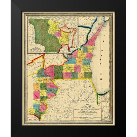 Wisconsin Territory - Abel 1838 Black Modern Wood Framed Art Print by Abel
