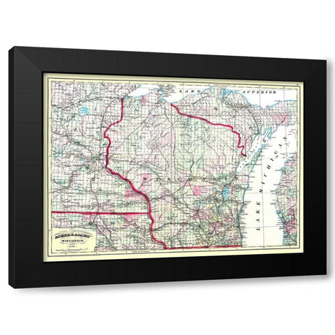 Wisconsin - Asher  1874 Black Modern Wood Framed Art Print by Asher