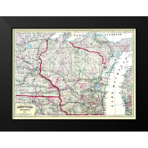 Wisconsin - Asher  1874 Black Modern Wood Framed Art Print by Asher