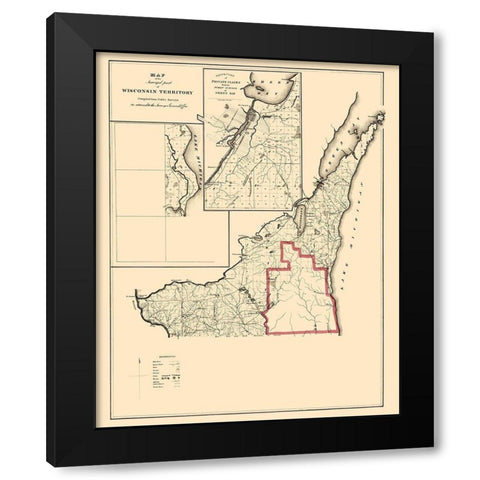 Wisconsin Territory Surveys - Surveyor General Black Modern Wood Framed Art Print with Double Matting by Surveyor General