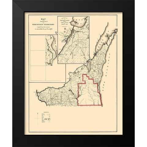 Wisconsin Territory Surveys - Surveyor General Black Modern Wood Framed Art Print by Surveyor General