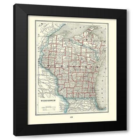 Wisconsin - Rathbun 1893 Black Modern Wood Framed Art Print by Rathbun