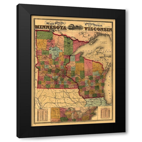 Minnesota Wisconsin - Lloyd 1871  Black Modern Wood Framed Art Print by Lloyd