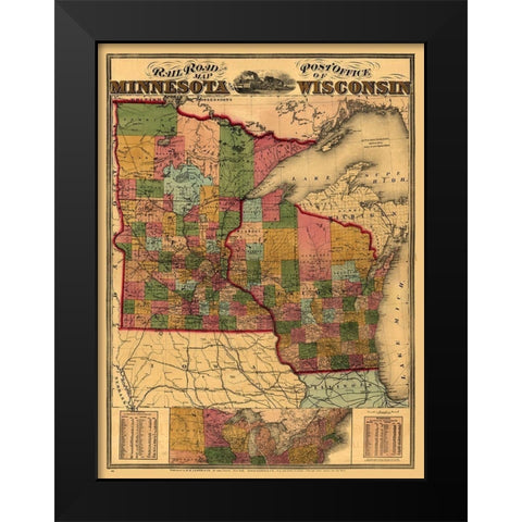 Minnesota Wisconsin - Lloyd 1871  Black Modern Wood Framed Art Print by Lloyd