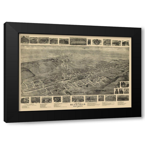 Bluefield West Virginia - Fowler 1911 Black Modern Wood Framed Art Print with Double Matting by Fowler