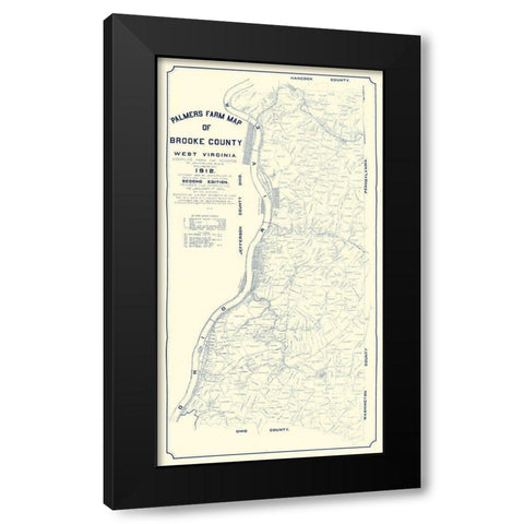 Brooke County West Virginia - Palmer 1912  Black Modern Wood Framed Art Print with Double Matting by Palmer