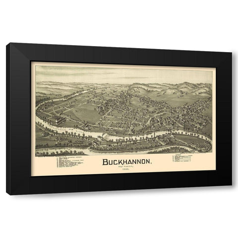 Buckhannon West Virginia - Fowler 1900 Black Modern Wood Framed Art Print with Double Matting by Fowler