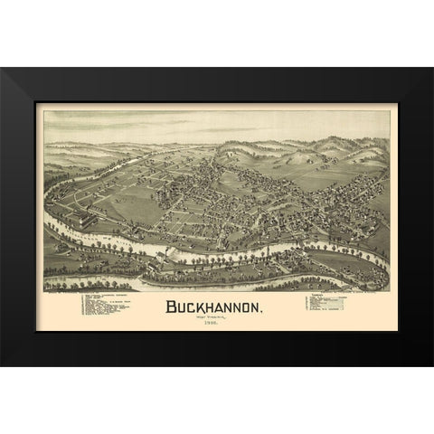 Buckhannon West Virginia - Fowler 1900 Black Modern Wood Framed Art Print by Fowler