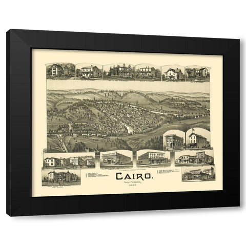 Cairo West Virginia - Fowler 1899 Black Modern Wood Framed Art Print with Double Matting by Fowler