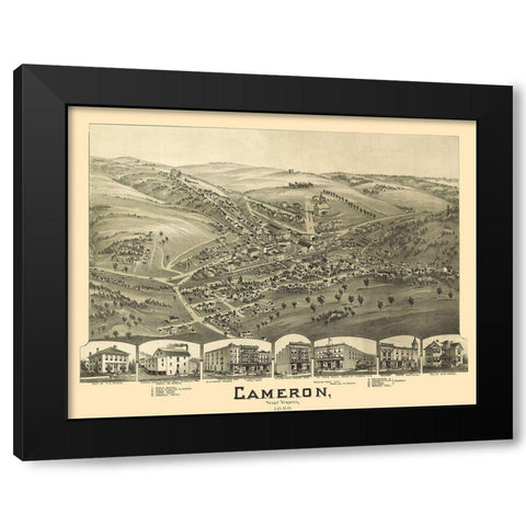 Cameron West Virginia - Fowler 1899 Black Modern Wood Framed Art Print with Double Matting by Fowler