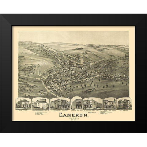 Cameron West Virginia - Fowler 1899 Black Modern Wood Framed Art Print by Fowler