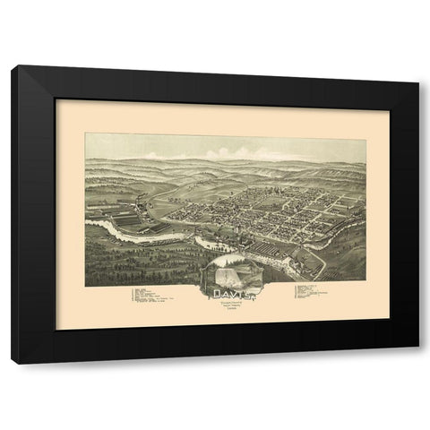 Davis West Virginia - Fowler 1898 Black Modern Wood Framed Art Print with Double Matting by Fowler