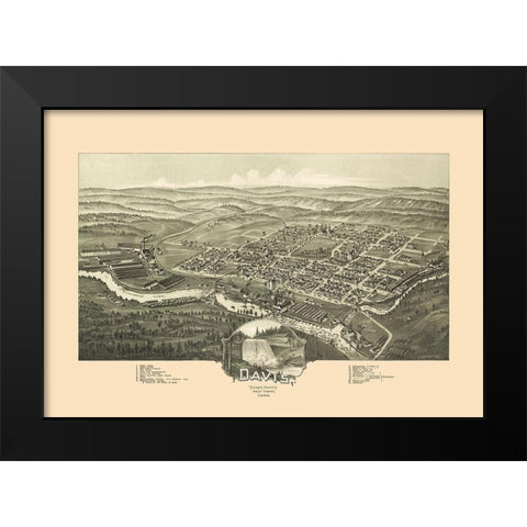 Davis West Virginia - Fowler 1898 Black Modern Wood Framed Art Print by Fowler
