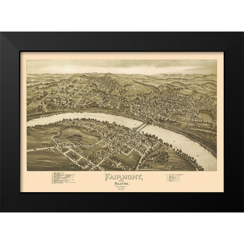 Fairmont Palatine West Virginia - Fowler 1897 Black Modern Wood Framed Art Print by Fowler