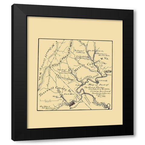 Flat Top Coal Field West Virginia - Hotchkiss 1886 Black Modern Wood Framed Art Print by Hotchkiss