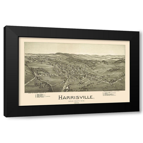 Harrisville West Virginia - Fowler 1899 Black Modern Wood Framed Art Print with Double Matting by Fowler