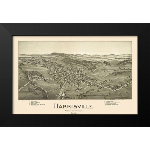 Harrisville West Virginia - Fowler 1899 Black Modern Wood Framed Art Print by Fowler