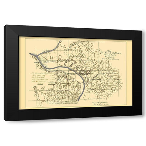 Kanawha West Virginia Kanawha City Estates Black Modern Wood Framed Art Print by Hotchkiss