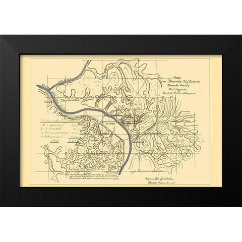 Kanawha West Virginia Kanawha City Estates Black Modern Wood Framed Art Print by Hotchkiss