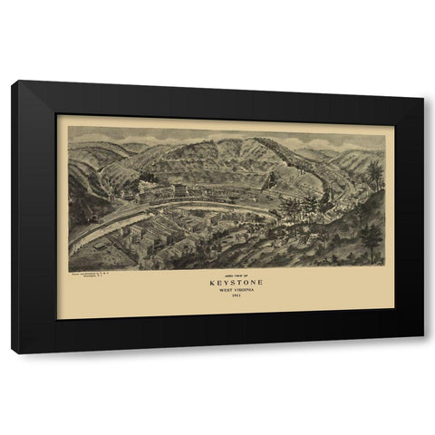 Keystone West Virginia - Fowler 1911 Black Modern Wood Framed Art Print with Double Matting by Fowler