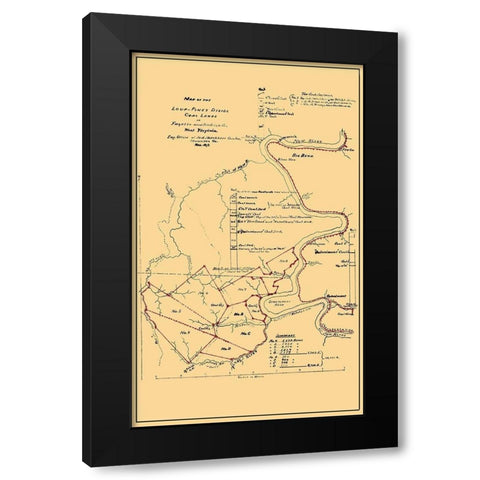 Loup Piney Divide Coal Lands West Virginia Black Modern Wood Framed Art Print with Double Matting by Hotchkiss