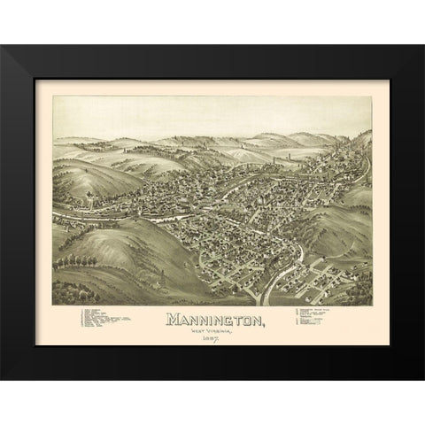 Mannington West Virginia - Fowler 1897 Black Modern Wood Framed Art Print by Fowler