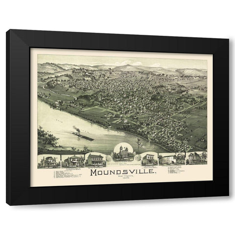 Moundsville West Virginia - Moyer 1899 Black Modern Wood Framed Art Print by Moyer