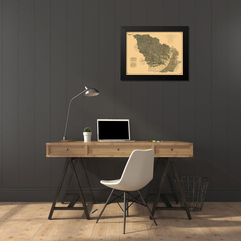 New River Kanawha Coal Fields West Virginia Black Modern Wood Framed Art Print by Peacock