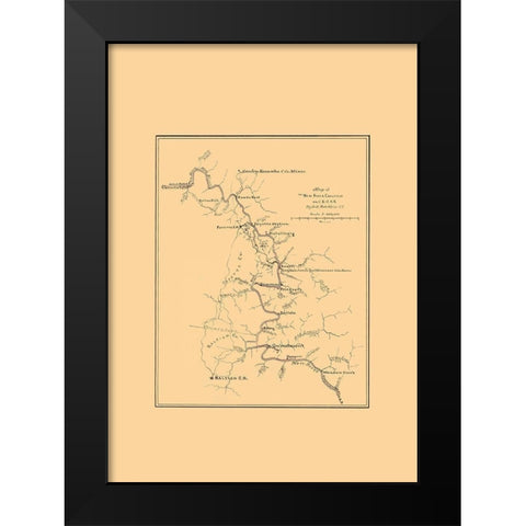 New River Coal Field West VA - Hotchkiss 1880 Black Modern Wood Framed Art Print by Hotchkiss