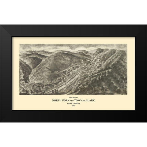 North Fork  Clark West Virginia - Fowler 1911 Black Modern Wood Framed Art Print by Fowler