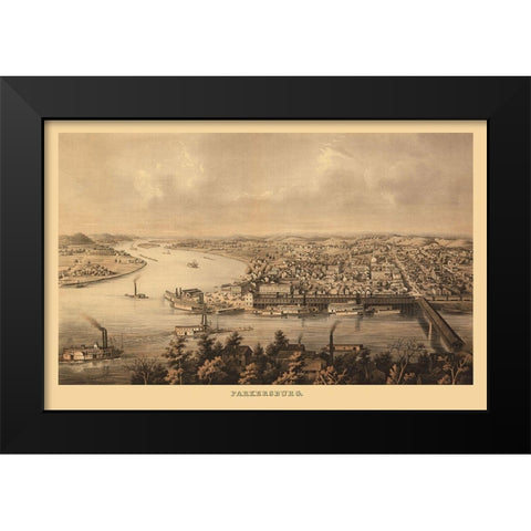 Parkersburg West Virginia - Hoen 1861 Black Modern Wood Framed Art Print by Hoen