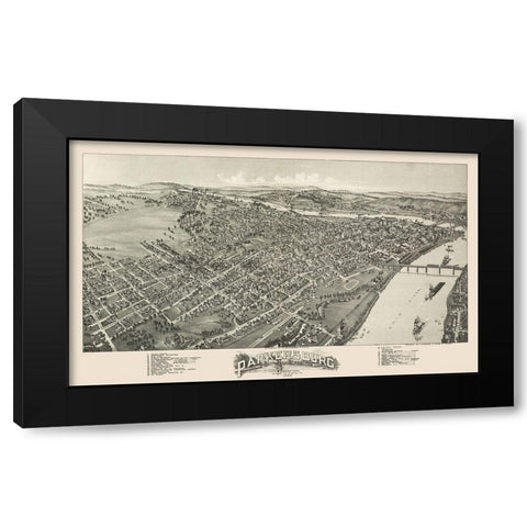 Parkersburg West Virginia - Fowler 1899 Black Modern Wood Framed Art Print with Double Matting by Fowler