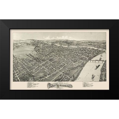 Parkersburg West Virginia - Fowler 1899 Black Modern Wood Framed Art Print by Fowler