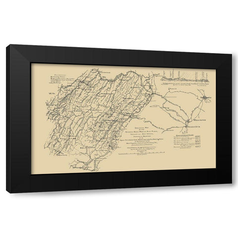Potomac Basin West of Blue Ridge Virginia Black Modern Wood Framed Art Print by Hotchkiss