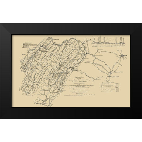 Potomac Basin West of Blue Ridge Virginia Black Modern Wood Framed Art Print by Hotchkiss