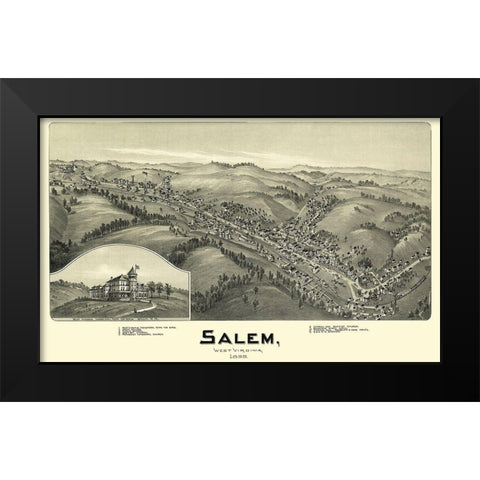 Salem West Virginia - Fowler 1899 Black Modern Wood Framed Art Print by Fowler