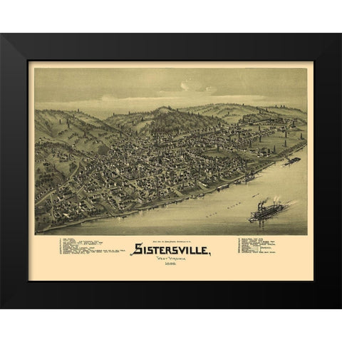 Sistersville West Virginia - Fowler 1896 Black Modern Wood Framed Art Print by Fowler