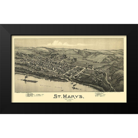 St Marys West Virginia - Fowler 1899 Black Modern Wood Framed Art Print by Fowler
