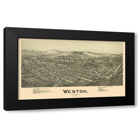 Weston West Virginia - Fowler 1900 Black Modern Wood Framed Art Print with Double Matting by Fowler