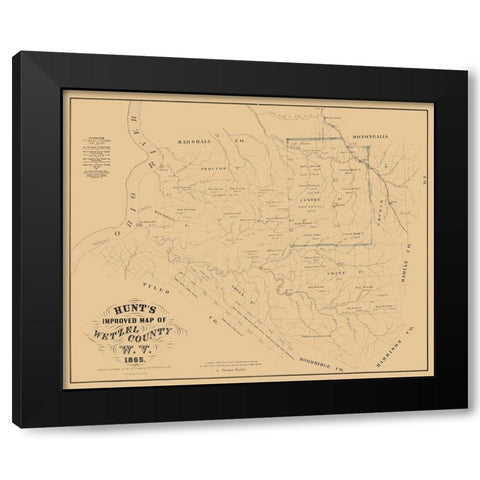 Wetzel County West Virginia - Peterson 1865  Black Modern Wood Framed Art Print with Double Matting by Peterson